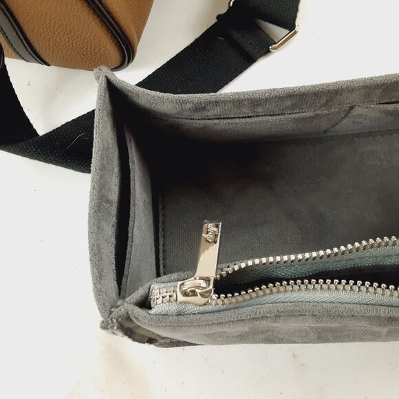 DUYP Melodie Cecile Pebbled Leather Shoulder Bag Brown & Black Satchel W/ Insert - Picture 3 of 16